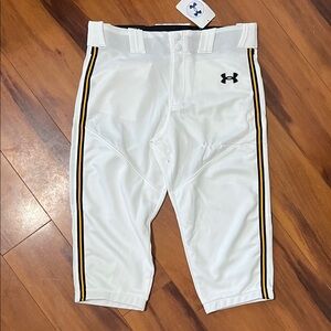Under Armour Kids White baseball knickers with Black and Gold Stripes